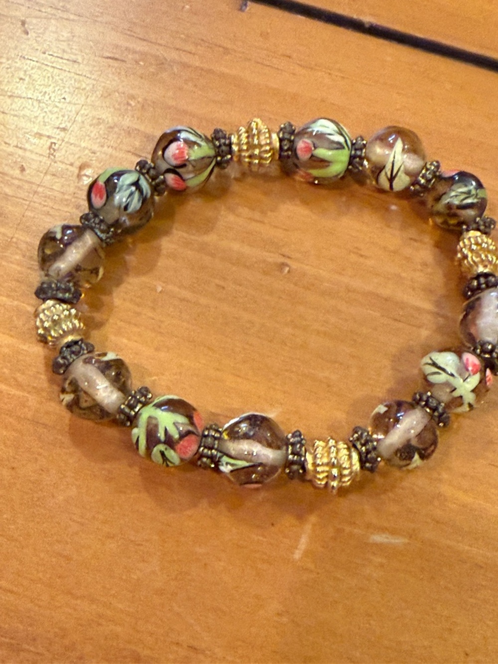 Gold and others, hand-painted bracelet